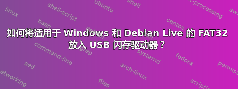 如何将适用于 Windows 和 Debian Live 的 FAT32 放入 USB 闪存驱动器？