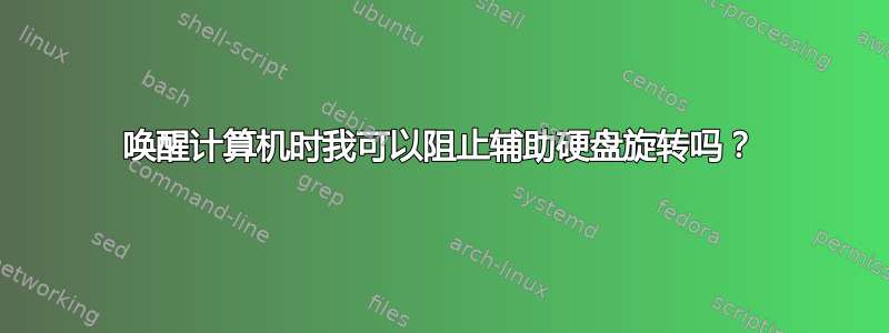 唤醒计算机时我可以阻止辅助硬盘旋转吗？