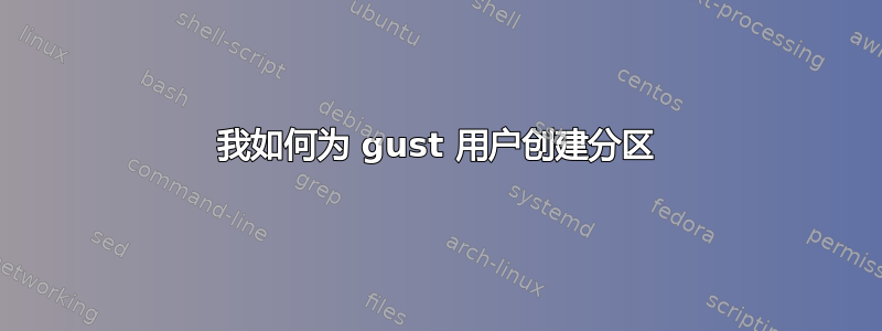 我如何为 gust 用户创建分区