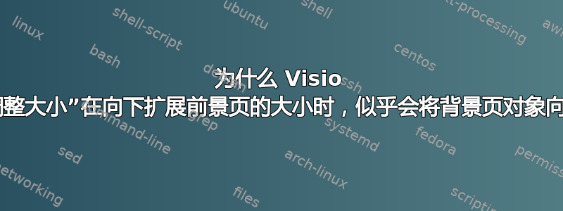 为什么 Visio 的“自动调整大小”在向下扩展前景页的大小时，似乎会将背景页对象向上移动？