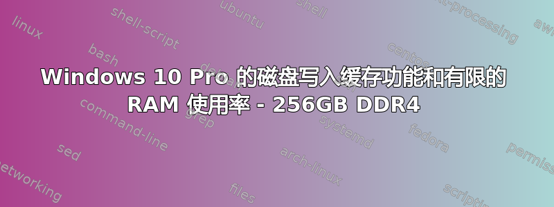 Windows 10 Pro 的磁盘写入缓存功能和有限的 RAM 使用率 - 256GB DDR4