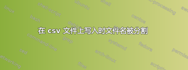 在 csv 文件上写入时文件名被分割