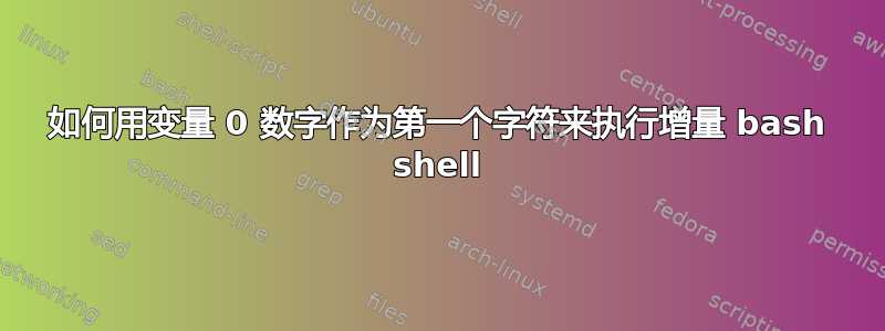 如何用变量 0 数字作为第一个字符来执行增量 bash shell