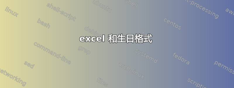 excel 和生日格式