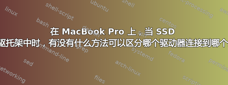 在 MacBook Pro 上，当 SSD 位于光驱托架中时，有没有什么方法可以区分哪个驱动器连接到哪个接口？