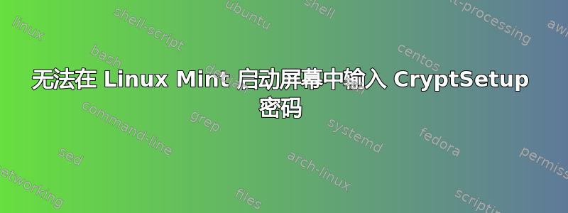 无法在 Linux Mint 启动屏幕中输入 CryptSetup 密码