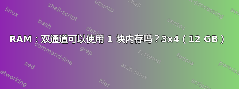 RAM：双通道可以使用 1 块内存吗？3x4（12 GB）