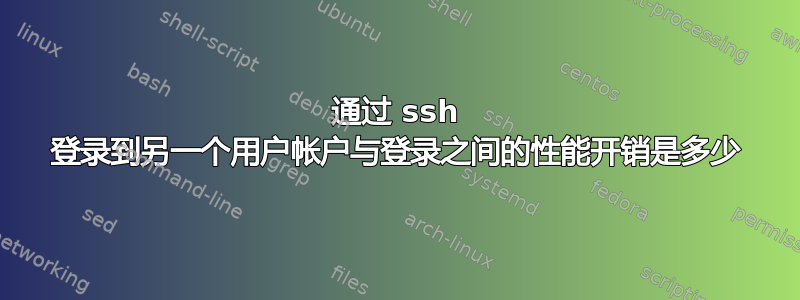 通过 ssh 登录到另一个用户帐户与登录之间的性能开销是多少