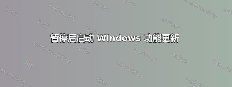 暂停后启动 Windows 功能更新