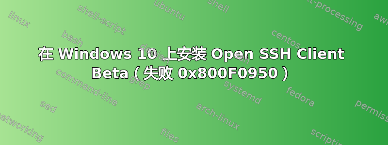 在 Windows 10 上安装 Open SSH Client Beta（失败 0x800F0950）