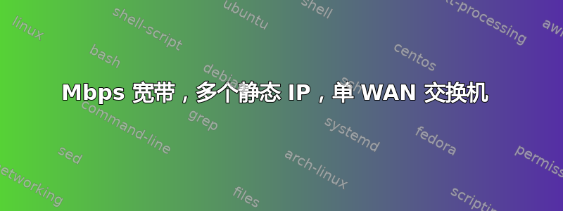 400Mbps 宽带，多个静态 IP，单 WAN 交换机 