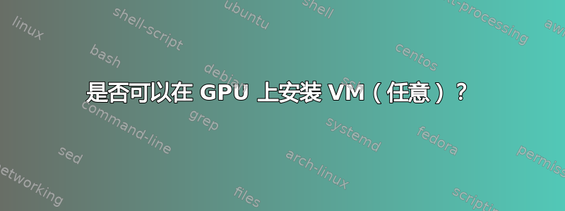 是否可以在 GPU 上安装 VM（任意）？