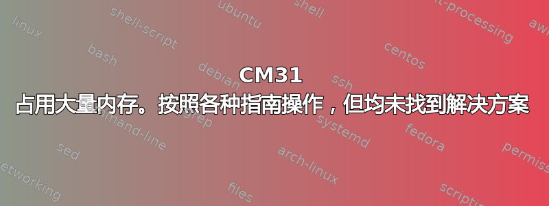 CM31 占用大量内存。按照各种指南操作，但均未找到解决方案