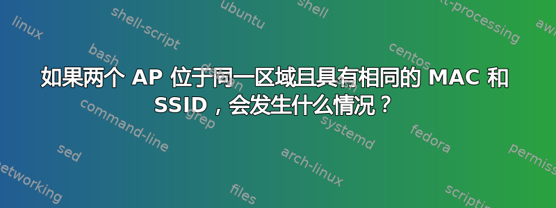 如果两个 AP 位于同一区域且具有相同的 MAC 和 SSID，会发生什么情况？