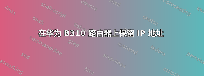 在华为 B310 路由器上保留 IP 地址