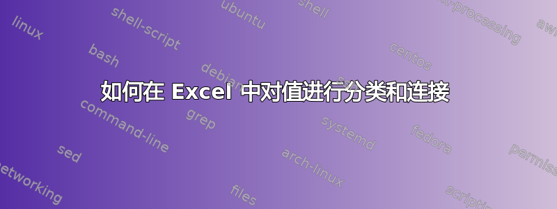 如何在 Excel 中对值进行分类和连接