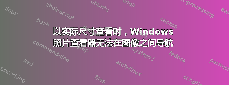 以实际尺寸查看时，Windows 照片查看器无法在图像之间导航