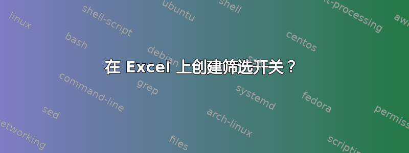 在 Excel 上创建筛选开关？