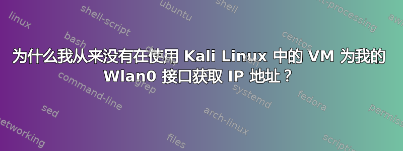 为什么我从来没有在使用 Kali Linux 中的 VM 为我的 Wlan0 接口获取 IP 地址？