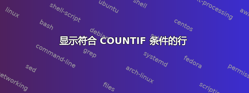 显示符合 COUNTIF 条件的行