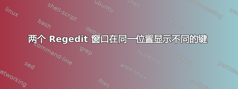 两个 Regedit 窗口在同一位置显示不同的键