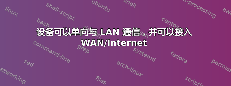 设备可以单向与 LAN 通信，并可以接入 WAN/Internet