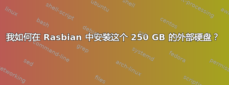 我如何在 Rasbian 中安装这个 250 GB 的外部硬盘？