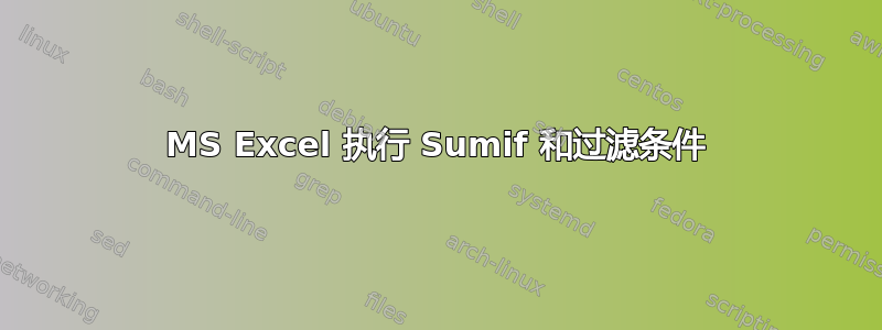 MS Excel 执行 Sumif 和过滤条件