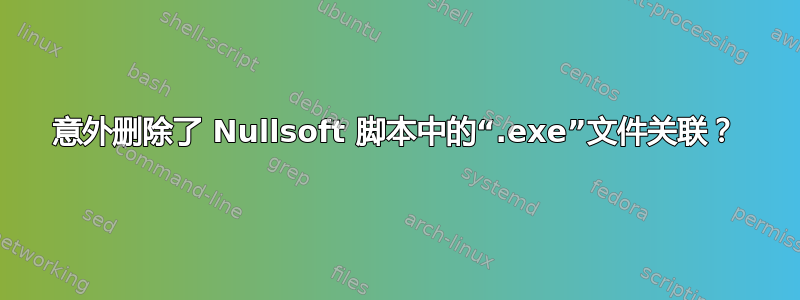 意外删除了 Nullsoft 脚本中的“.exe”文件关联？