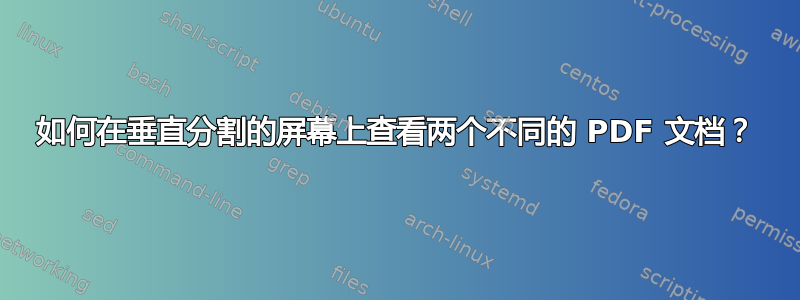 如何在垂直分割的屏幕上查看两个不同的 PDF 文档？