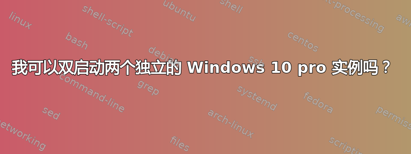 我可以双启动两个独立的 Windows 10 pro 实例吗？