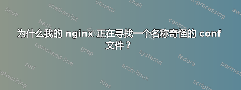 为什么我的 nginx 正在寻找一个名称奇怪的 conf 文件？