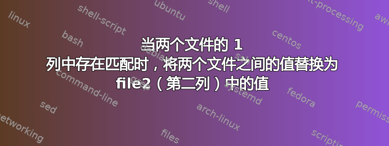 当两个文件的 1 列中存在匹配时，将两个文件之间的值替换为 file2（第二列）中的值