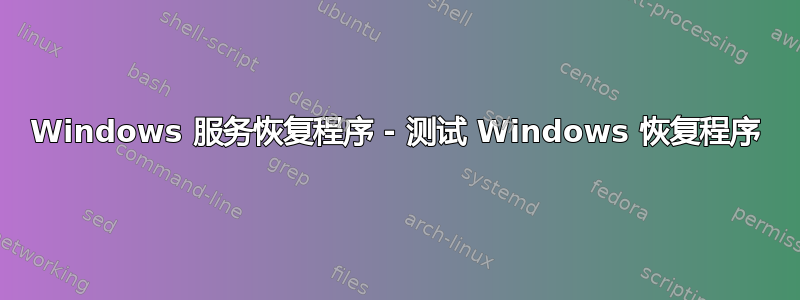 Windows 服务恢复程序 - 测试 Windows 恢复程序