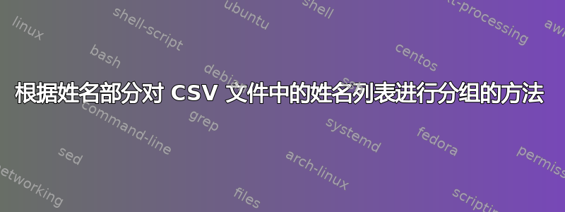 根据姓名部分对 CSV 文件中的姓名列表进行分组的方法