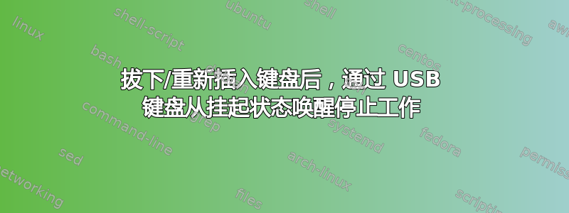 拔下/重新插入键盘后，通过 USB 键盘从挂起状态唤醒停止工作