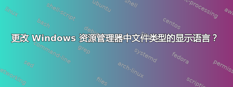 更改 Windows 资源管理器中文件类型的显示语言？