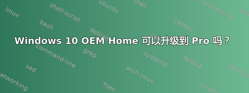 Windows 10 OEM Home 可以升级到 Pro 吗？