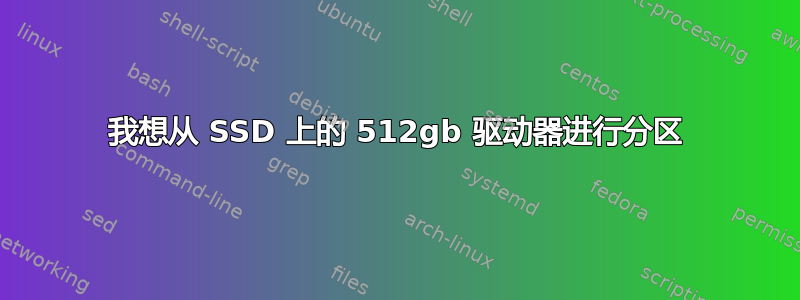 我想从 SSD 上的 512gb 驱动器进行分区