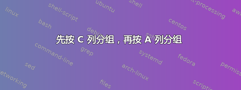 先按 C 列分组，再按 A 列分组