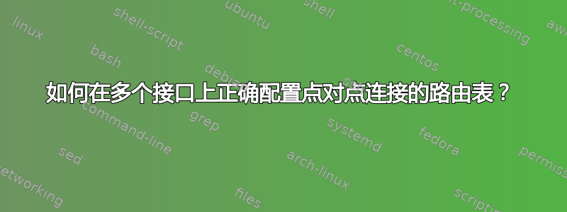 如何在多个接口上正确配置点对点连接的路由表？