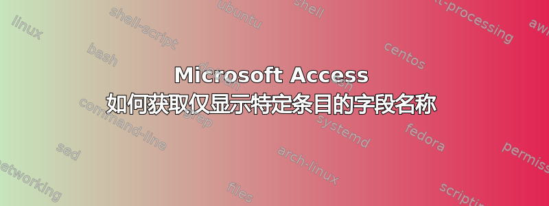 Microsoft Access 如何获取仅显示特定条目的字段名称