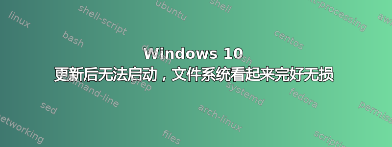 Windows 10 更新后无法启动，文件系统看起来完好无损