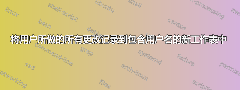 将用户所做的所有更改记录到包含用户名的新工作表中