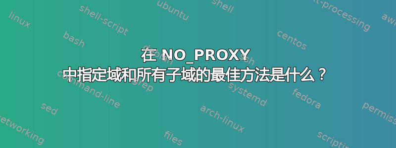 在 NO_PROXY 中指定域和所有子域的最佳方法是什么？