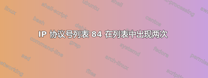 IP 协议号列表 84 在列表中出现两次