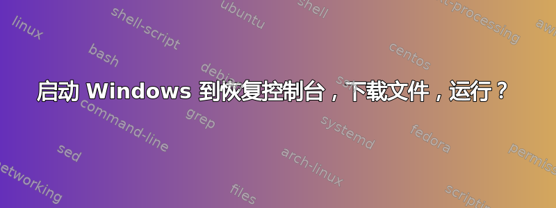 启动 Windows 到恢复控制台，下载文件，运行？