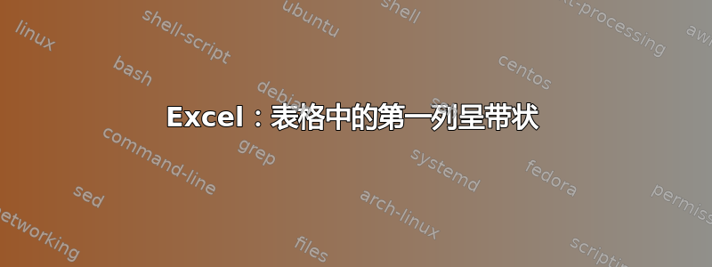 Excel：表格中的第一列呈带状