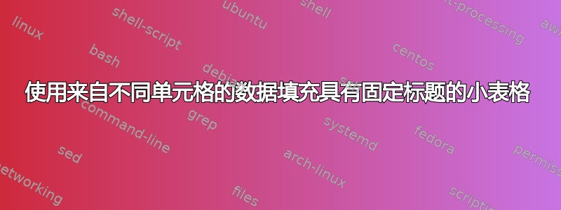 使用来自不同单元格的数据填充具有固定标题的小表格