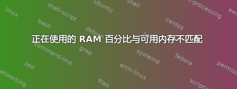 正在使用的 RAM 百分比与可用内存不匹配